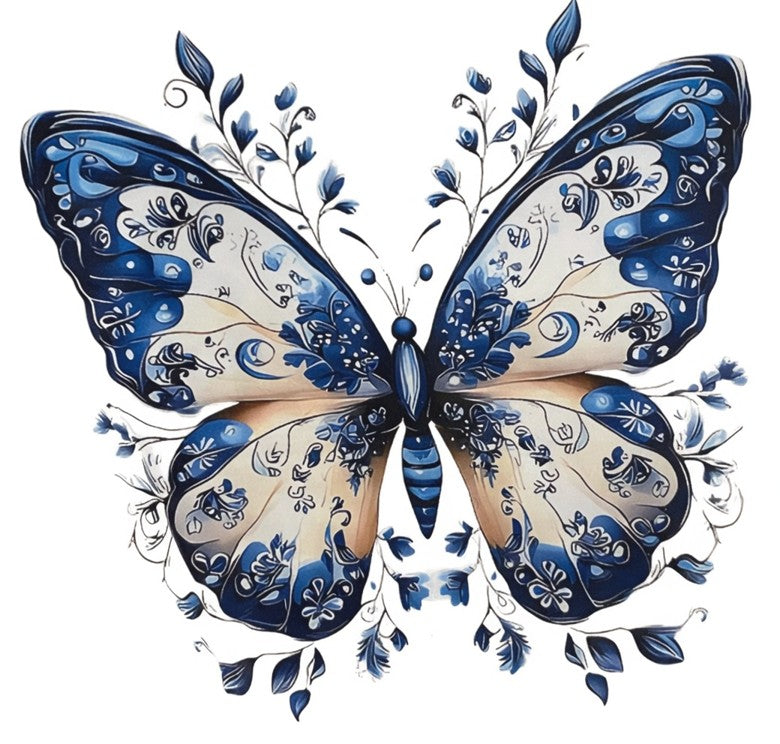 Elegant Blue Butterfly Throw Pillow