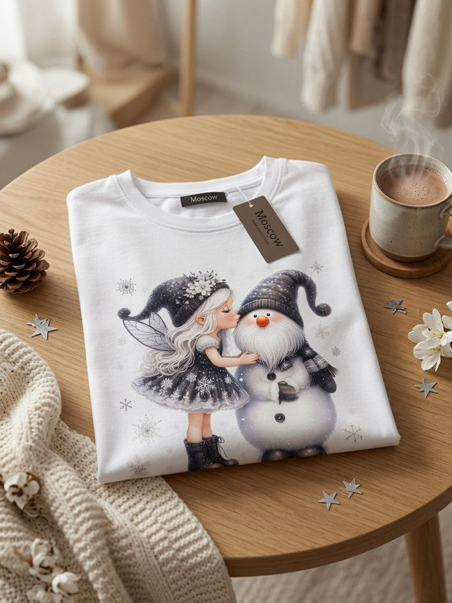 Holiday Fairy & Snowman Long Sleeve Tee
