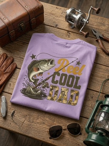 Reel Cool Dad – Lavender Fishing Graphic Tee