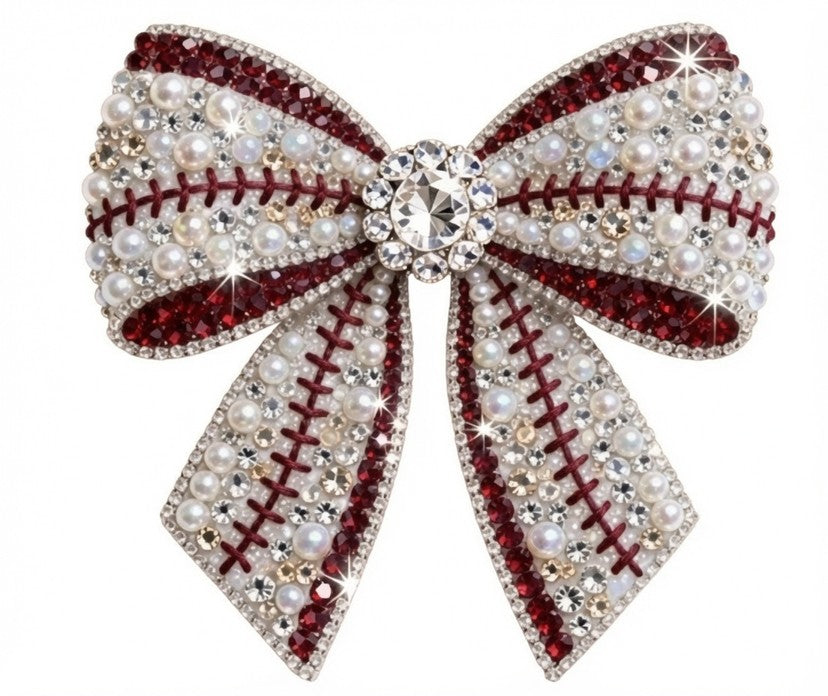 Rhinestone Baseball Bow DTF on Tee