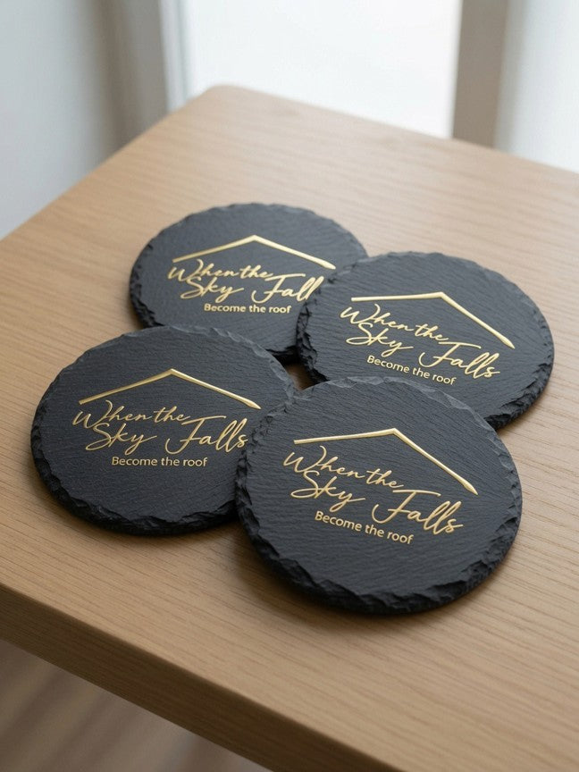 When the Sky Falls Slate Coaster Set