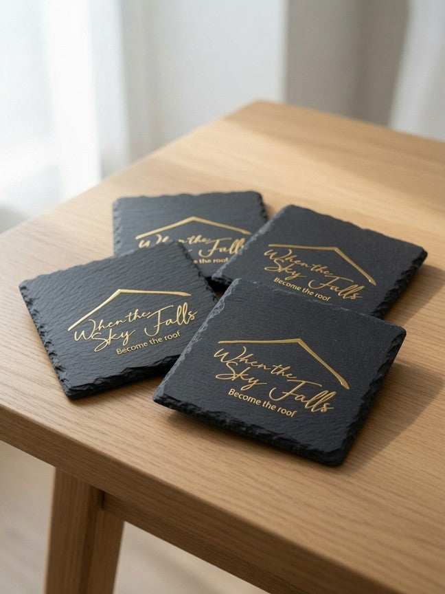 When the Sky Falls Slate Coaster Set