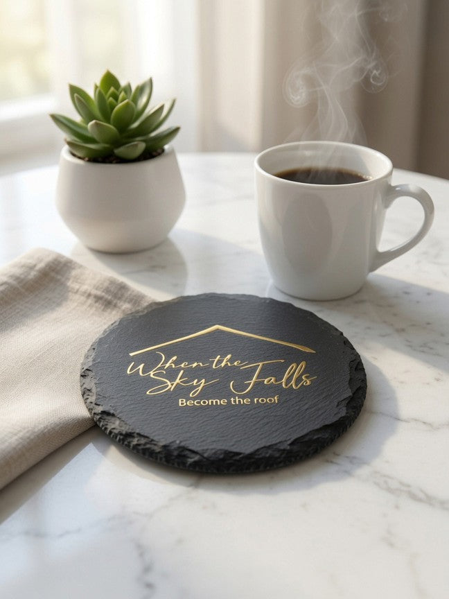 When the Sky Falls Slate Coaster Set