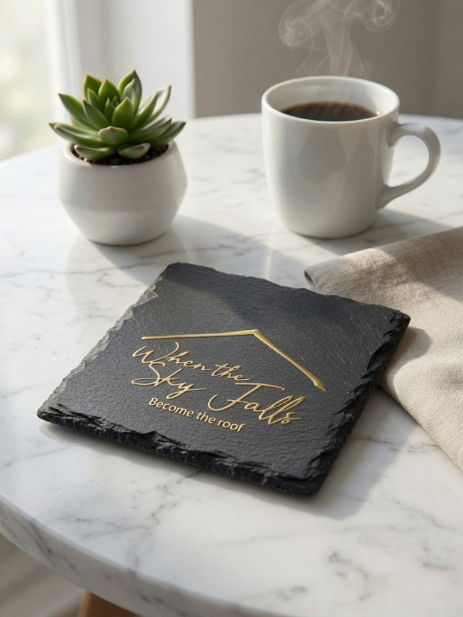 When the Sky Falls Slate Coaster Set