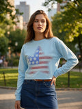 Flag as a Star Rhinestone Crop Sweatshirt