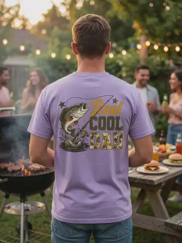 Reel Cool Dad – Lavender Fishing Graphic Tee